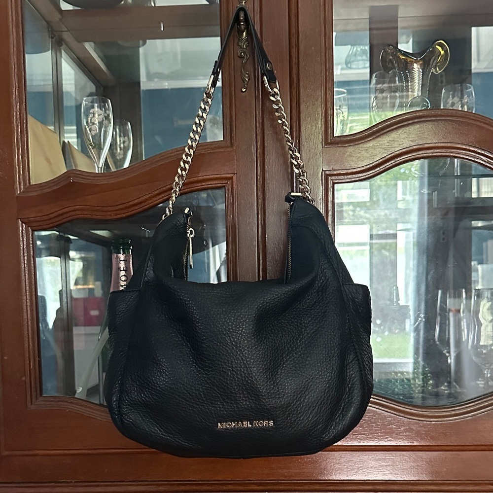 Michael Kors Black Pebbled Leather Hobo bag
